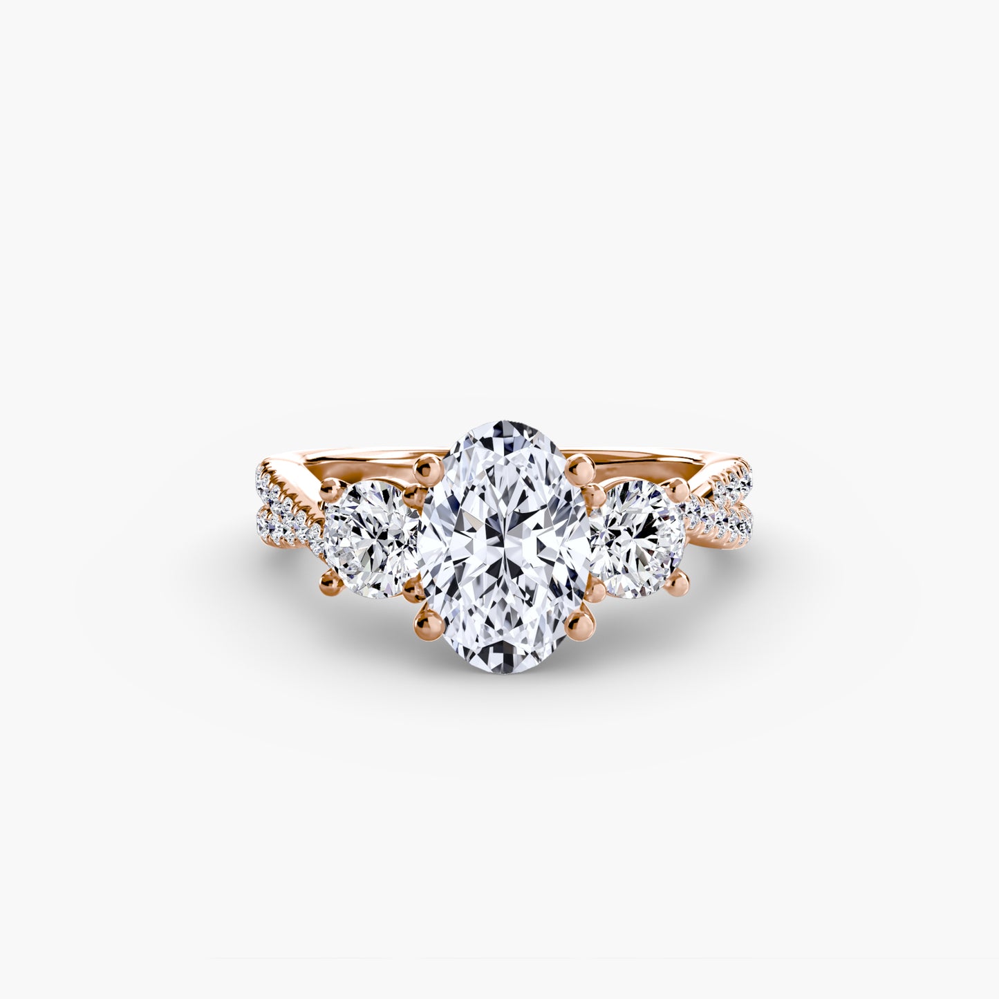 Three-Stone Ring with Pavé Band 2