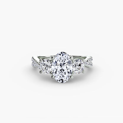 Three-Stone Ring with Pavé Band 2