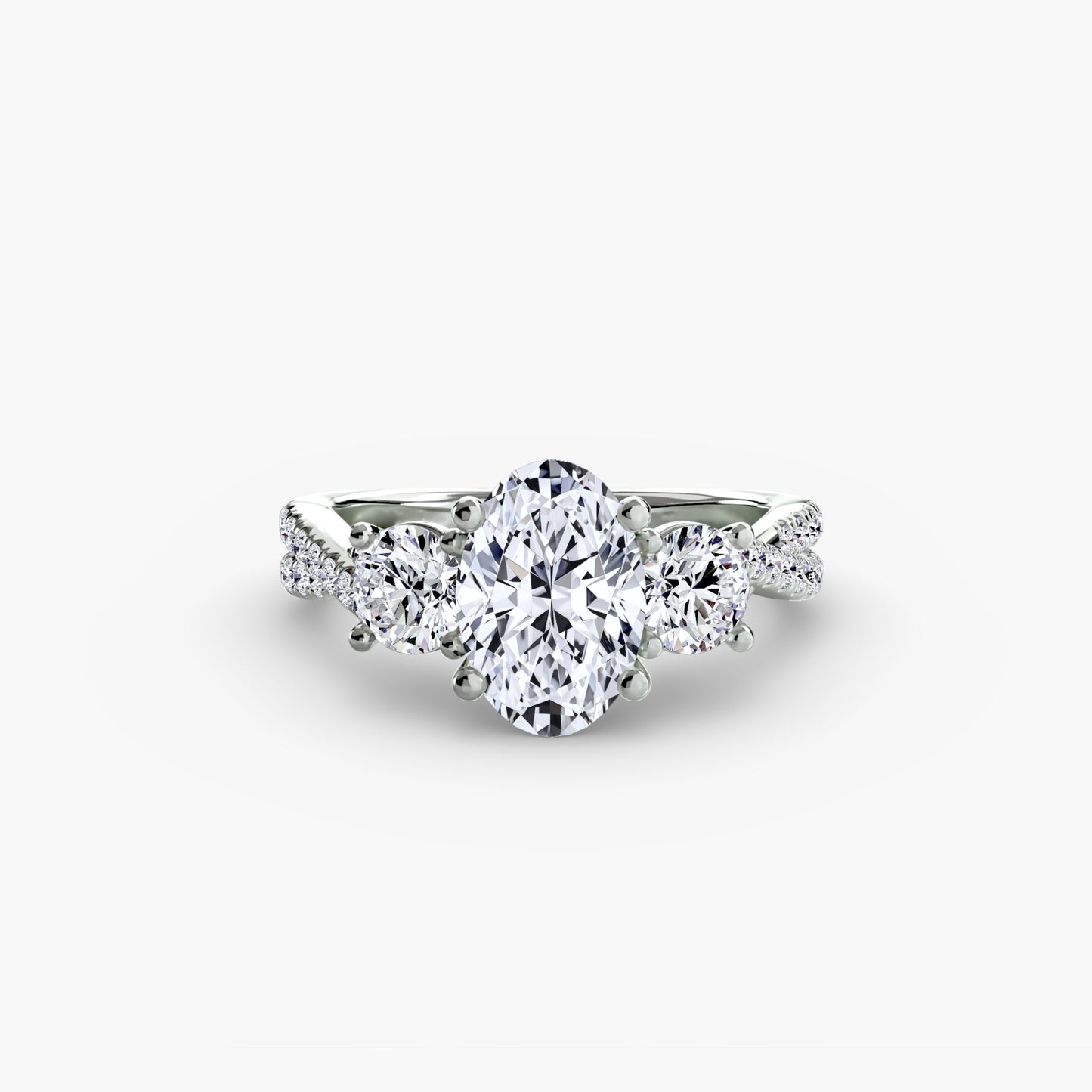 Three-Stone Ring with Pavé Band 2
