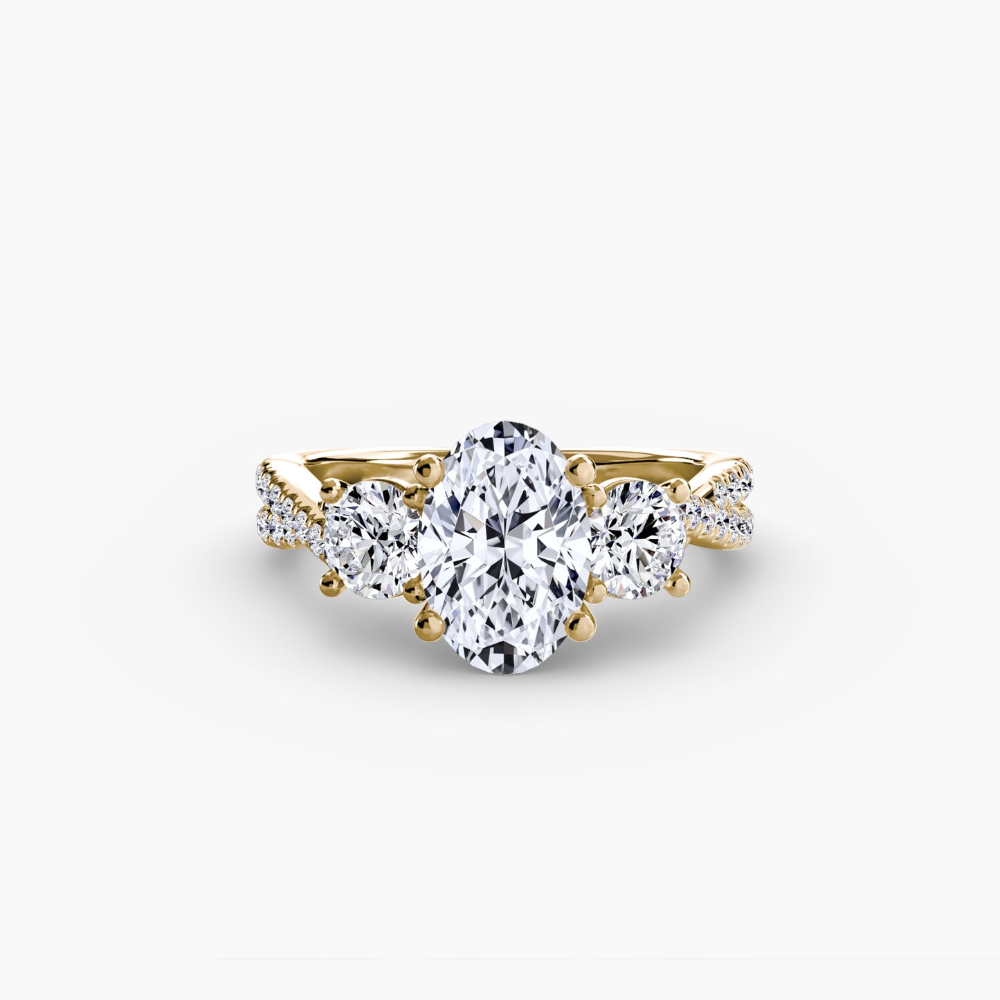 Three-Stone Ring with Pavé Band 2