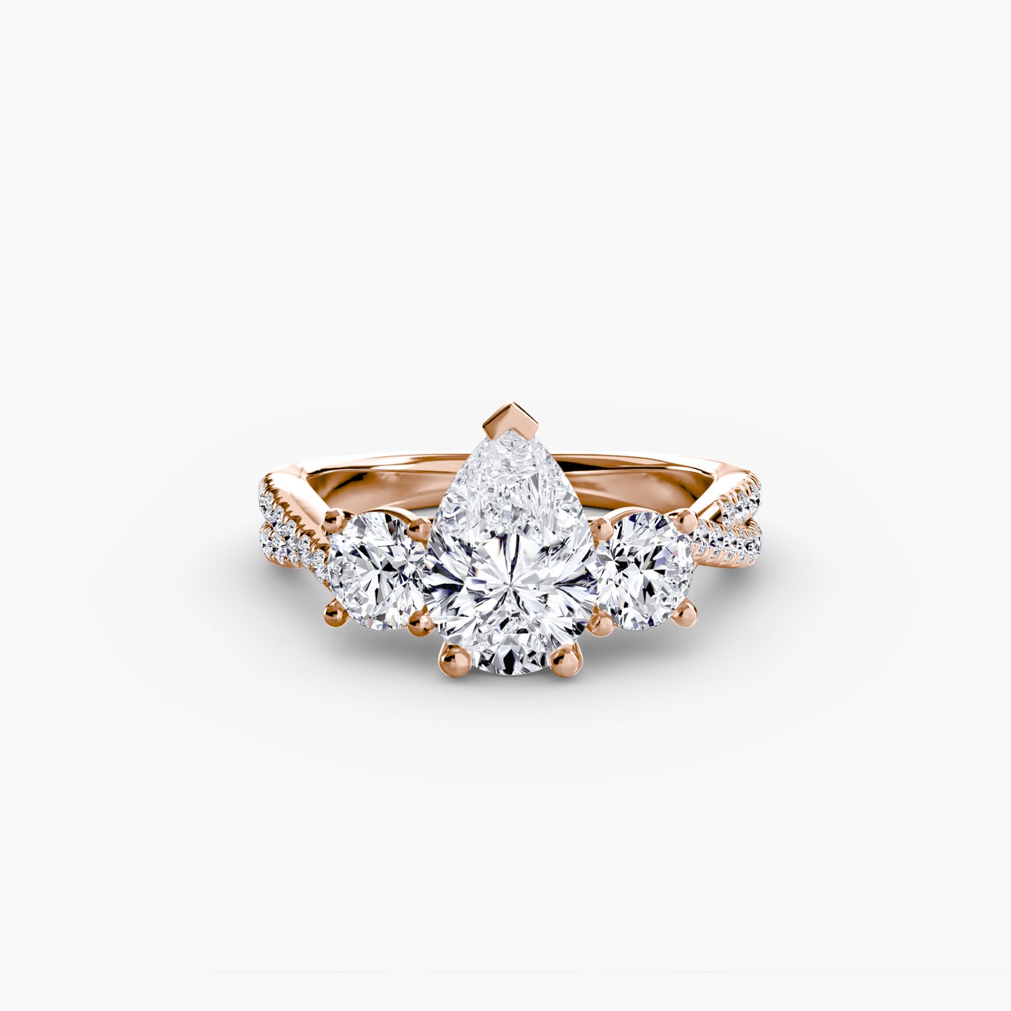 Three-Stone Ring with Pavé Band 2