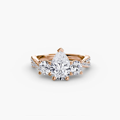 Three-Stone Ring with Pavé Band 2