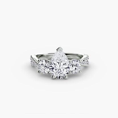 Three-Stone Ring with Pavé Band 2