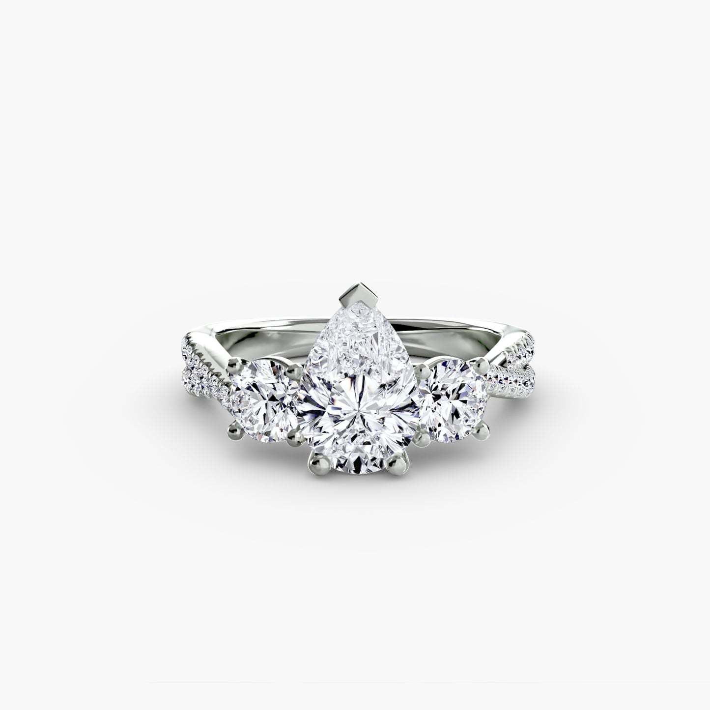 Three-Stone Ring with Pavé Band 2