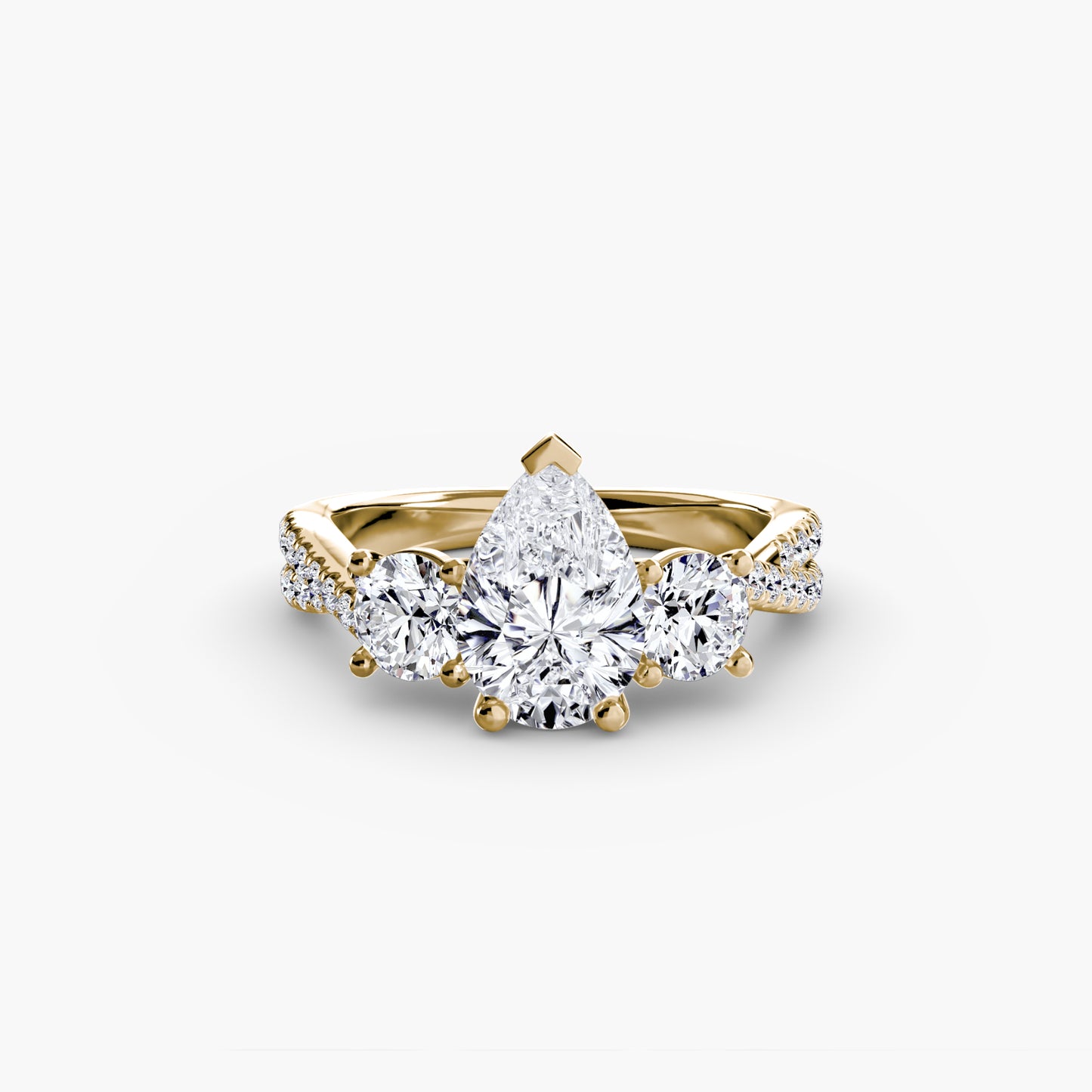 Three-Stone Ring with Pavé Band 2