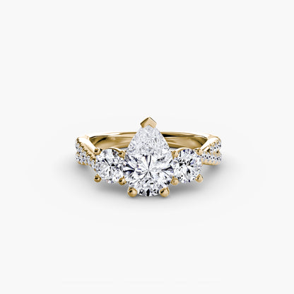 Three-Stone Ring with Pavé Band 2