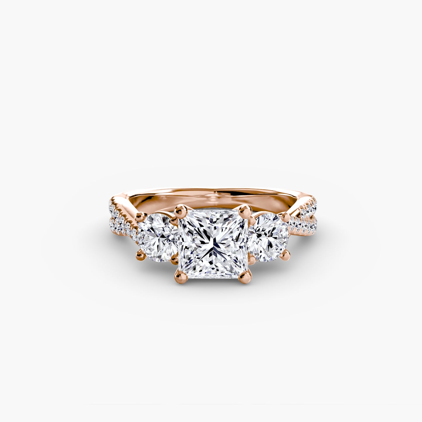 Three-Stone Ring with Pavé Band 2