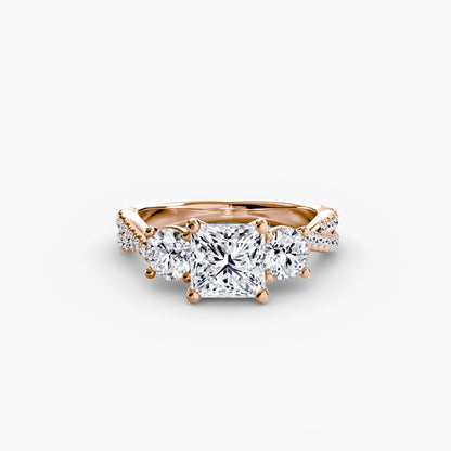 Three-Stone Ring with Pavé Band 2