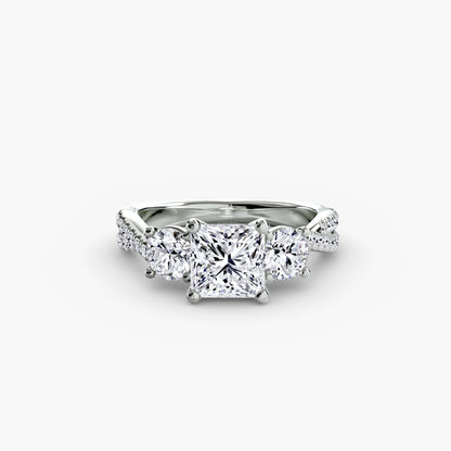 Three-Stone Ring with Pavé Band 2