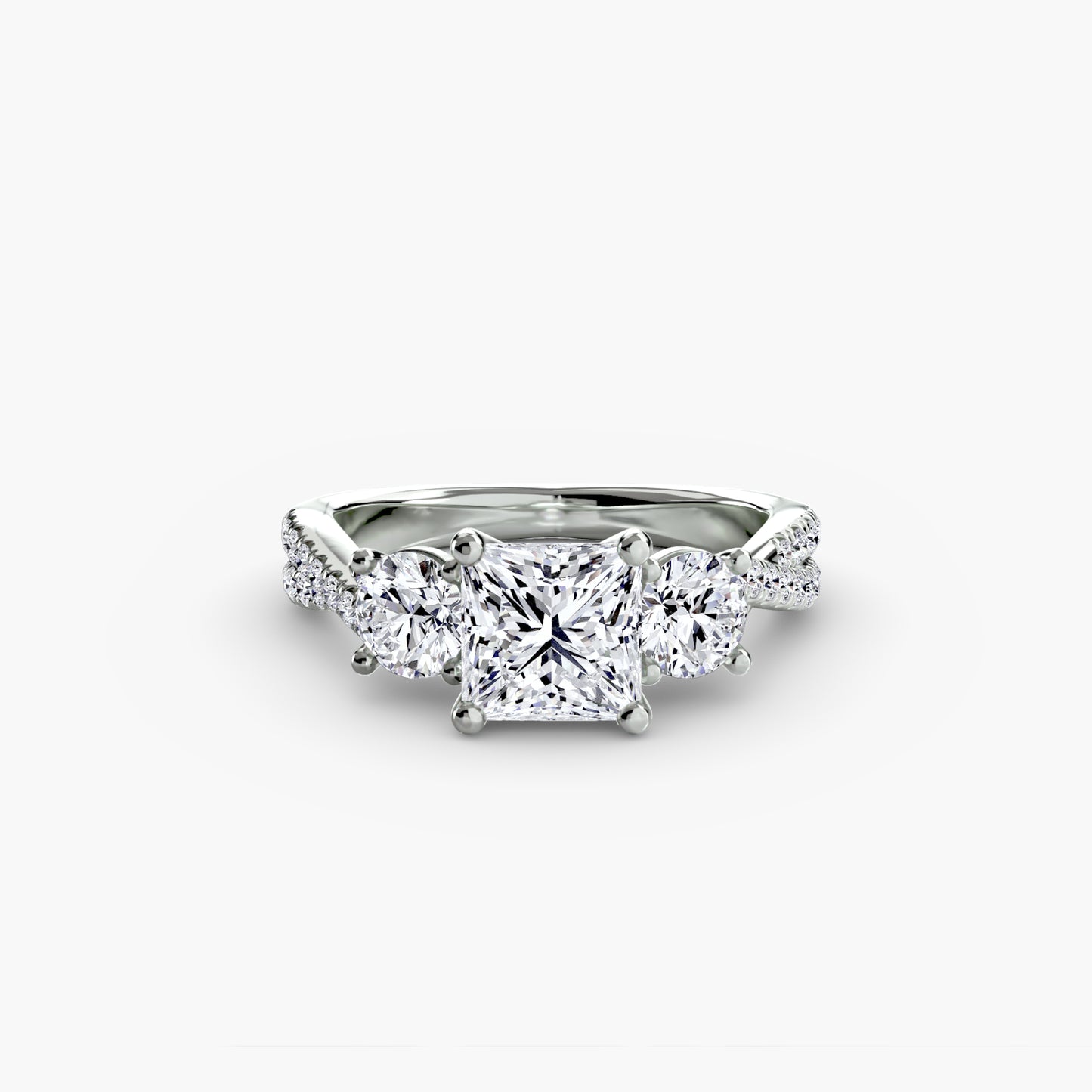 Three-Stone Ring with Pavé Band 2