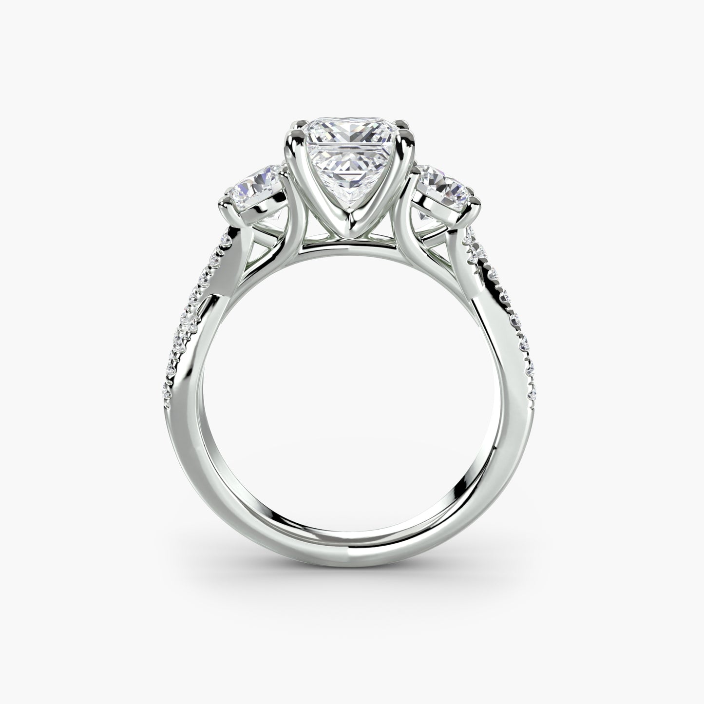 Three-Stone Ring with Pavé Band 2