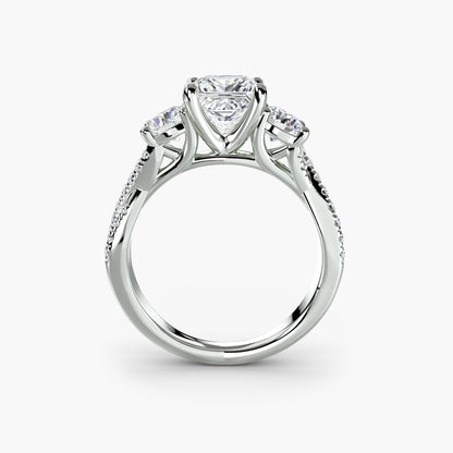 Three-Stone Ring with Pavé Band 2