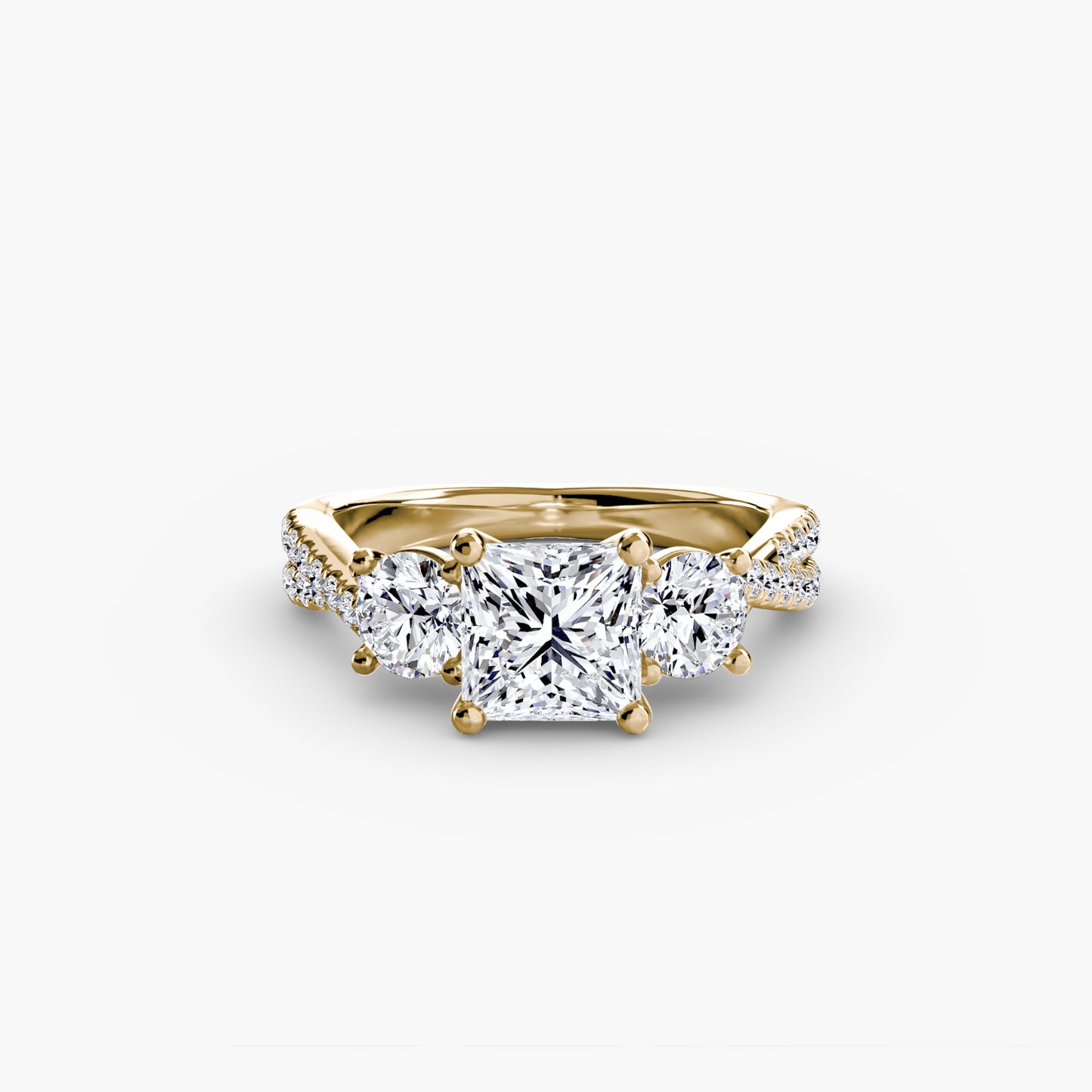 Three-Stone Ring with Pavé Band 2
