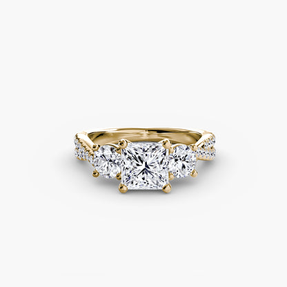 Three-Stone Ring with Pavé Band 2