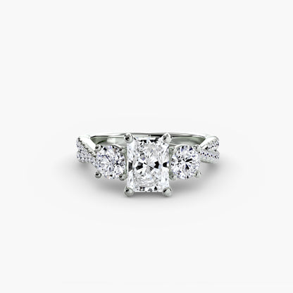 Three-Stone Ring with Pavé Band 2