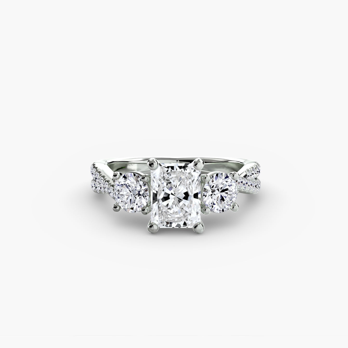 Three-Stone Ring with Pavé Band 2