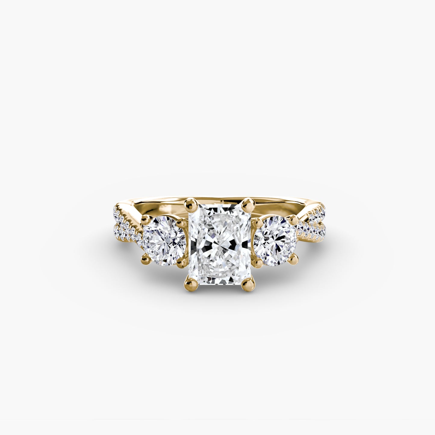 Three-Stone Ring with Pavé Band 2