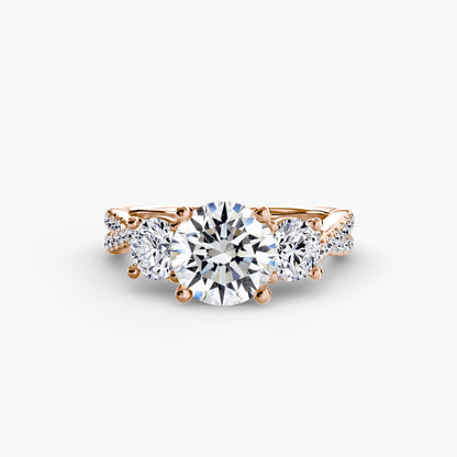 Three-Stone Ring with Pavé Band 2