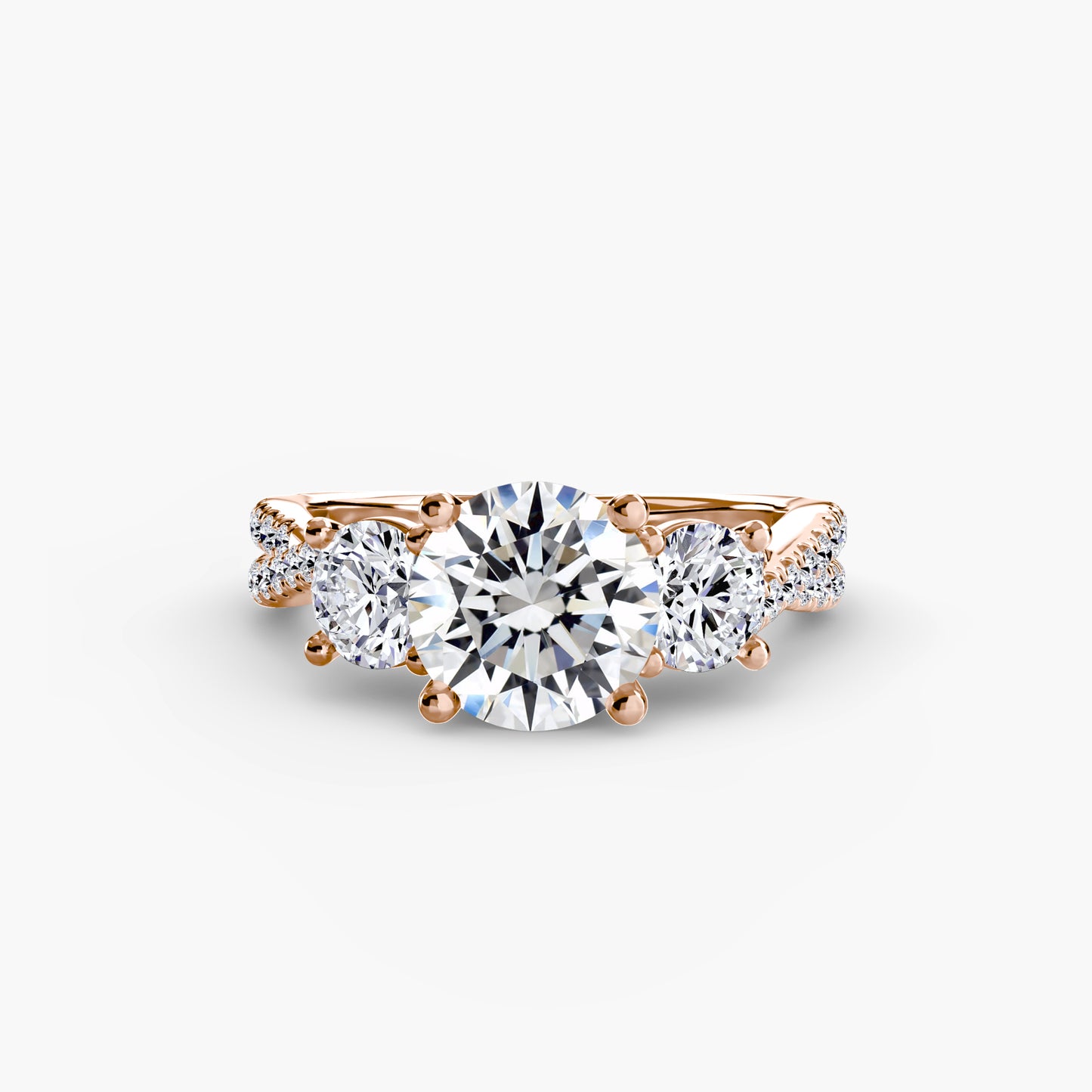 Three-Stone Ring with Pavé Band 2
