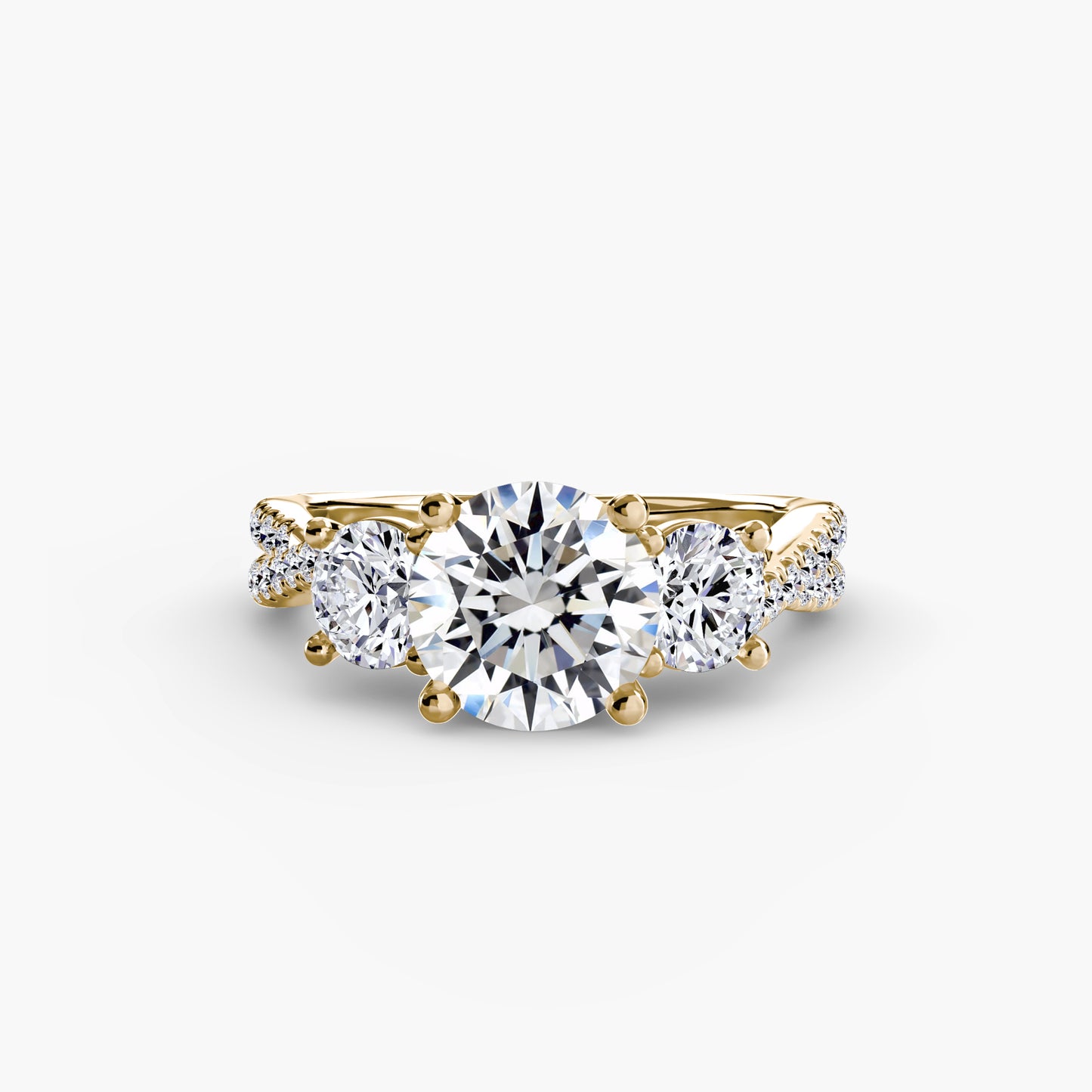 Three-Stone Ring with Pavé Band 2