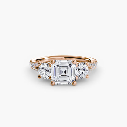 Three-Stone Ring with Pavé Band 3