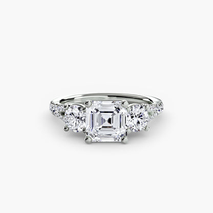 Three-Stone Ring with Pavé Band 3