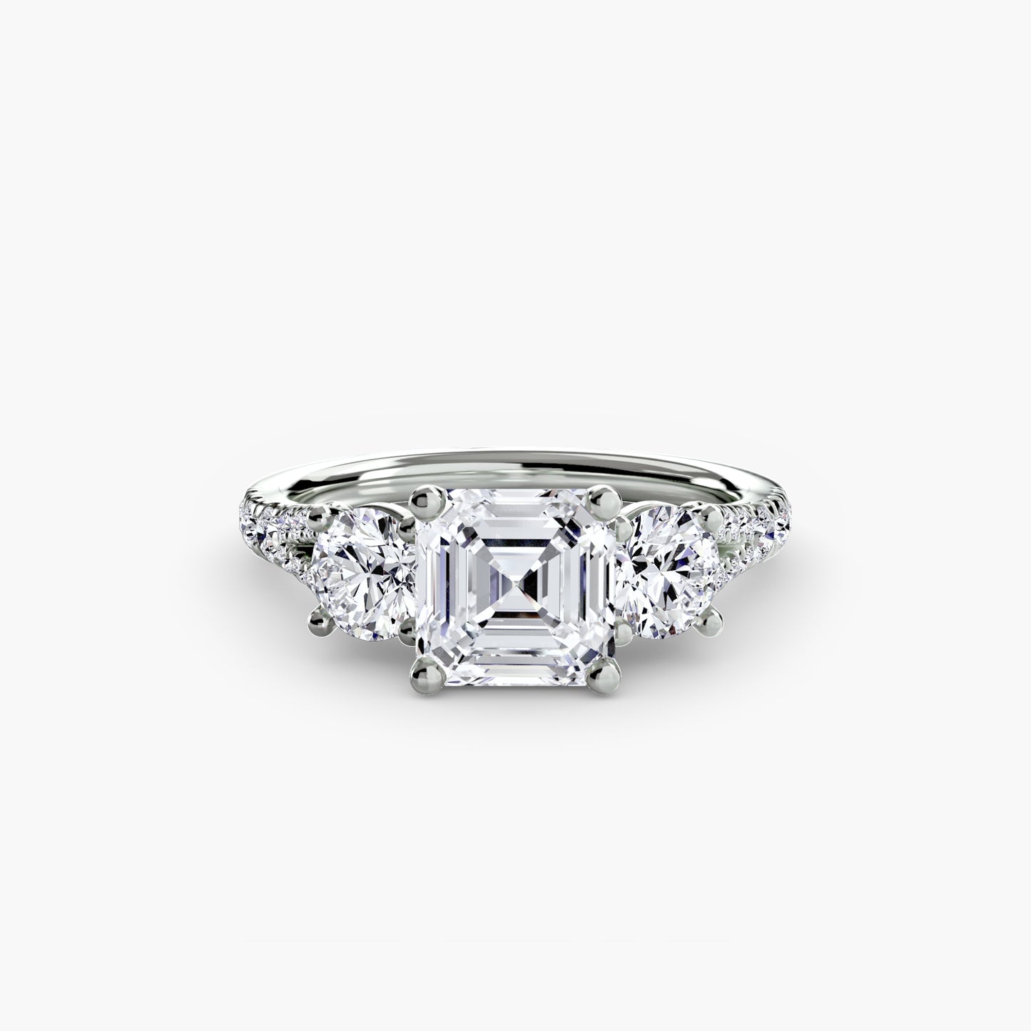 Three-Stone Ring with Pavé Band 3
