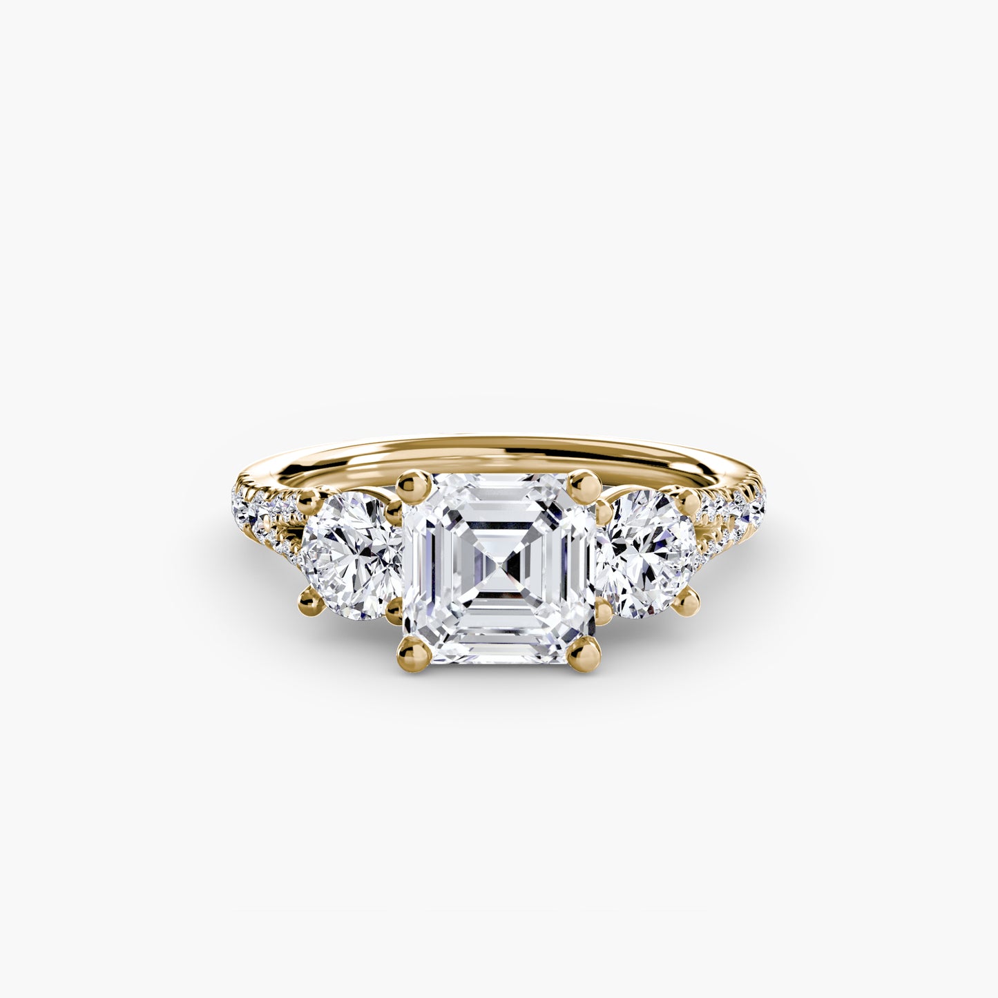 Three-Stone Ring with Pavé Band 3
