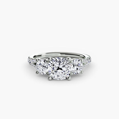 Three-Stone Ring with Pavé Band 3