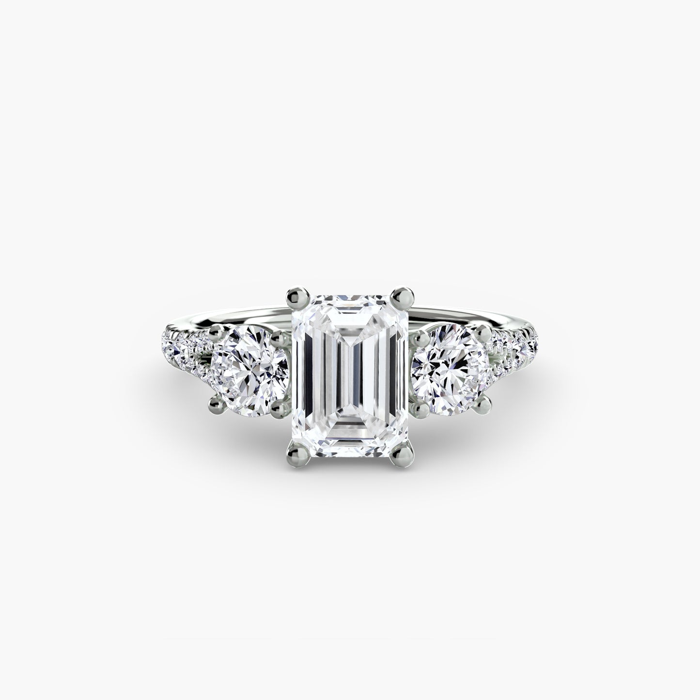 Three-Stone Ring with Pavé Band 3