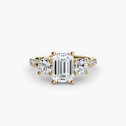 Three-Stone Ring with Pavé Band 3
