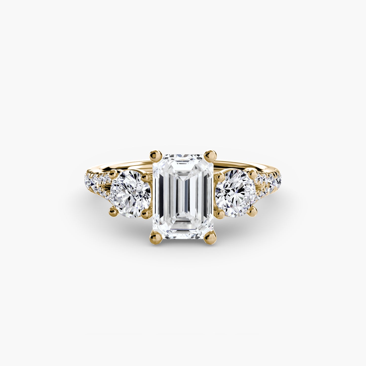 Three-Stone Ring with Pavé Band 3