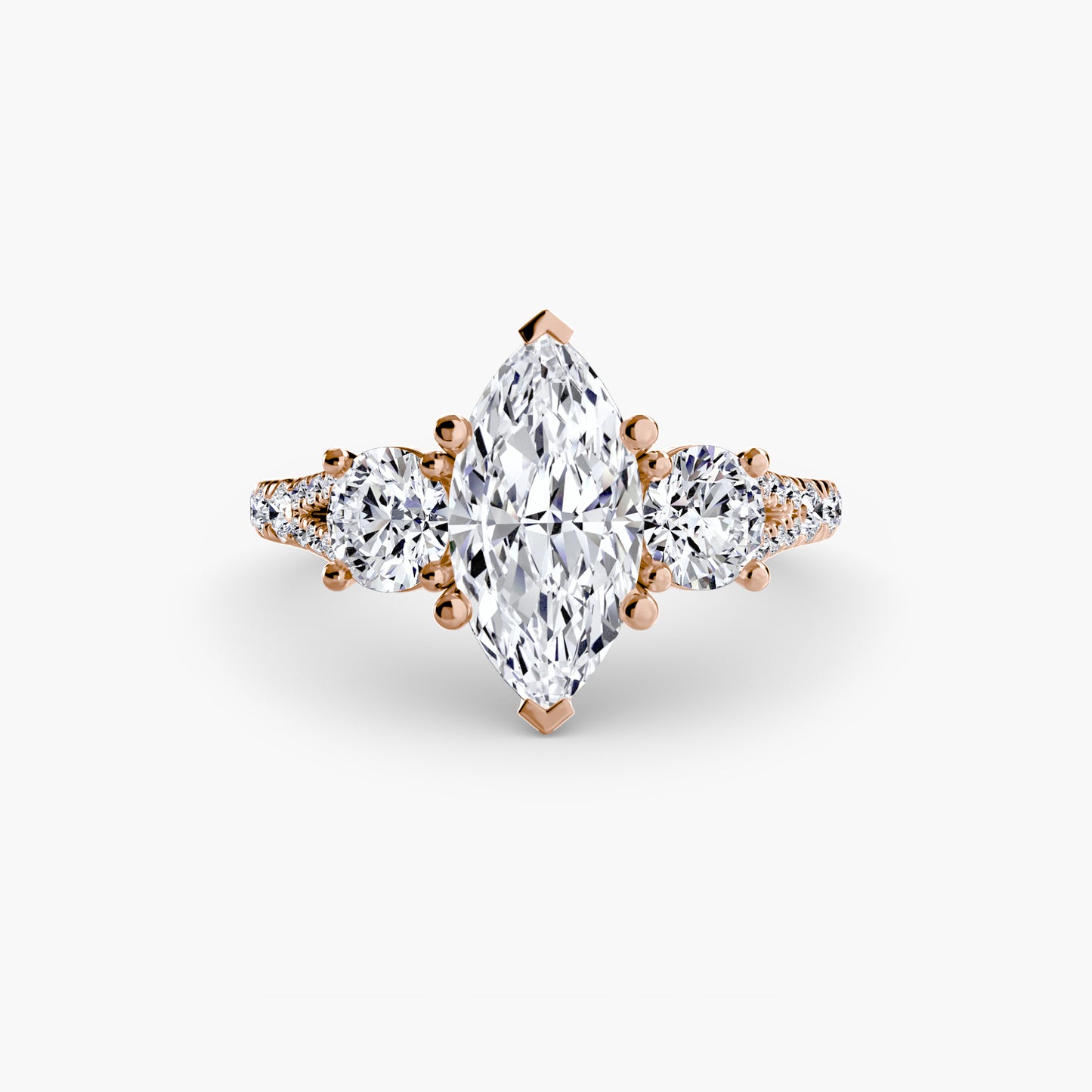 Three-Stone Ring with Pavé Band 3