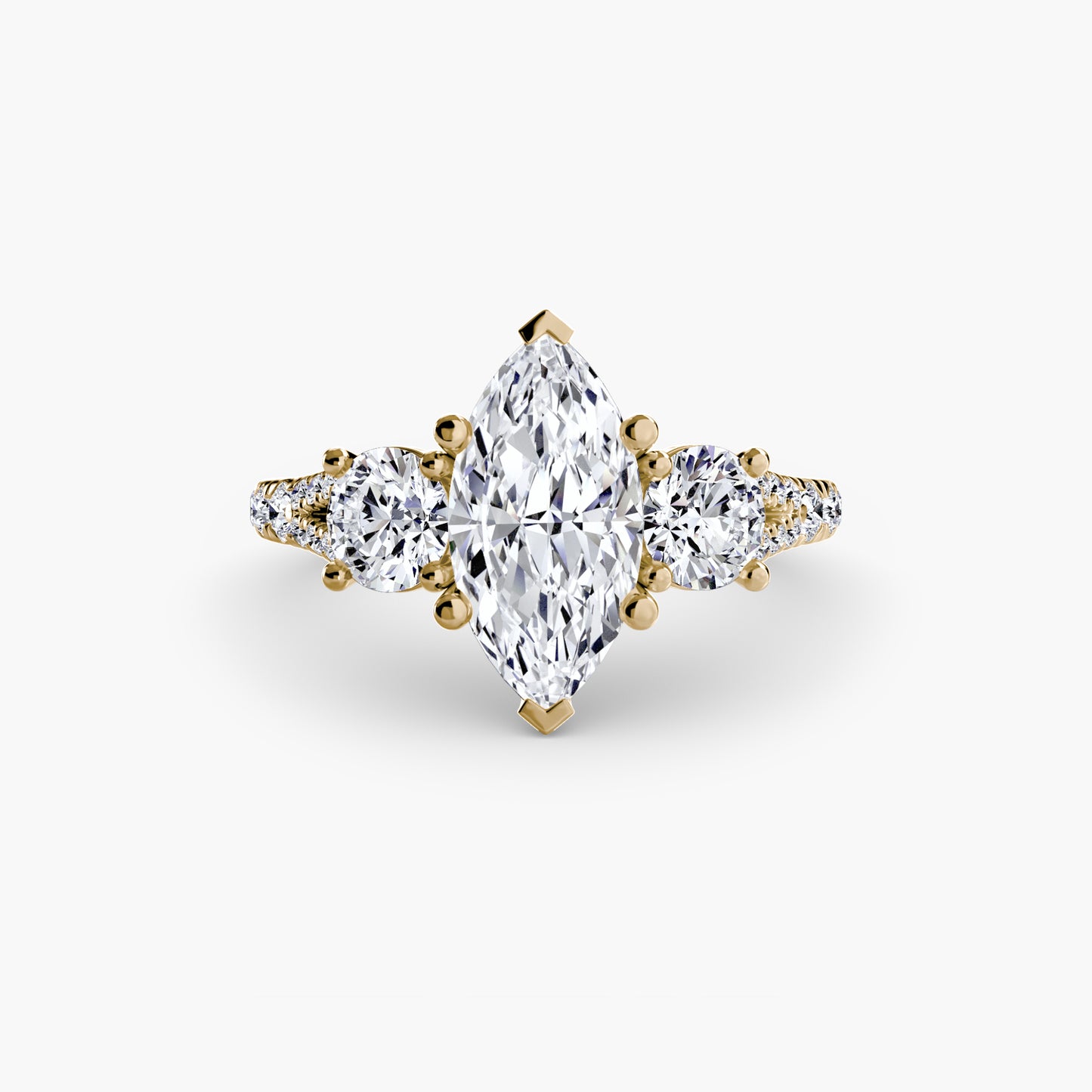 Three-Stone Ring with Pavé Band 3