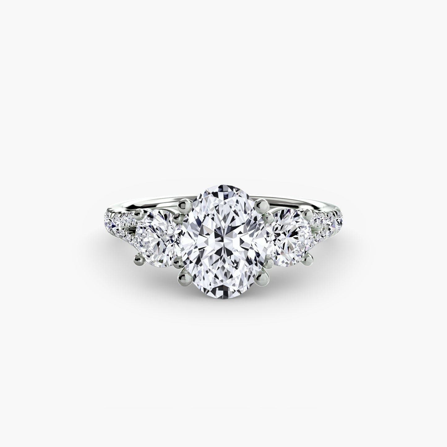 Three-Stone Ring with Pavé Band 3