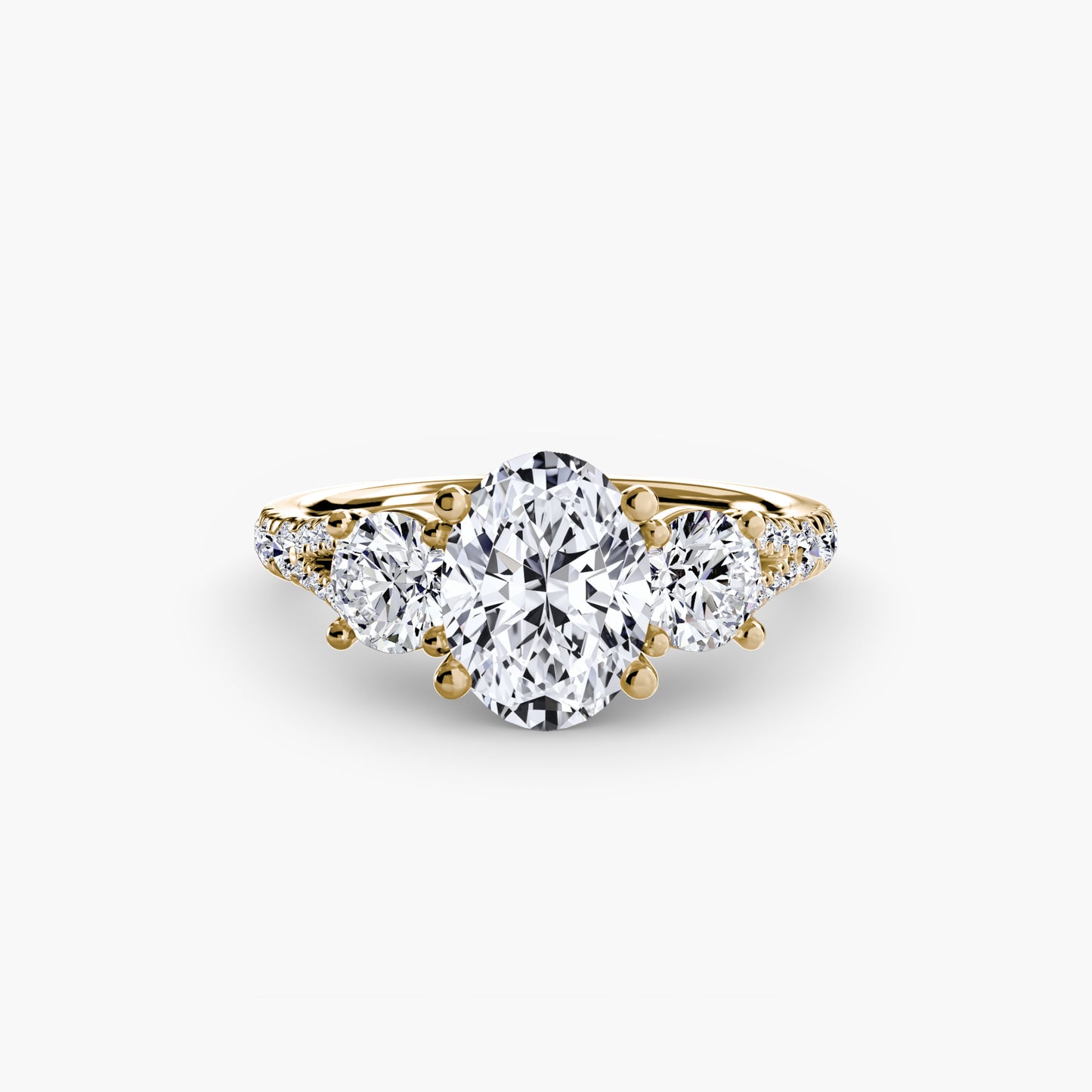 Three-Stone Ring with Pavé Band 3