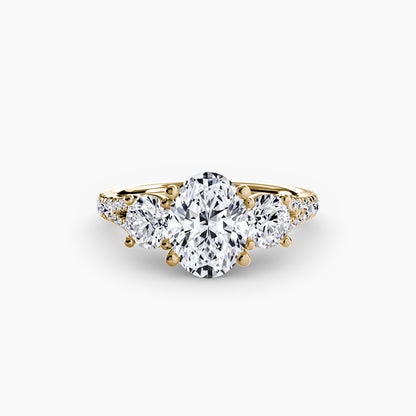 Three-Stone Ring with Pavé Band 3
