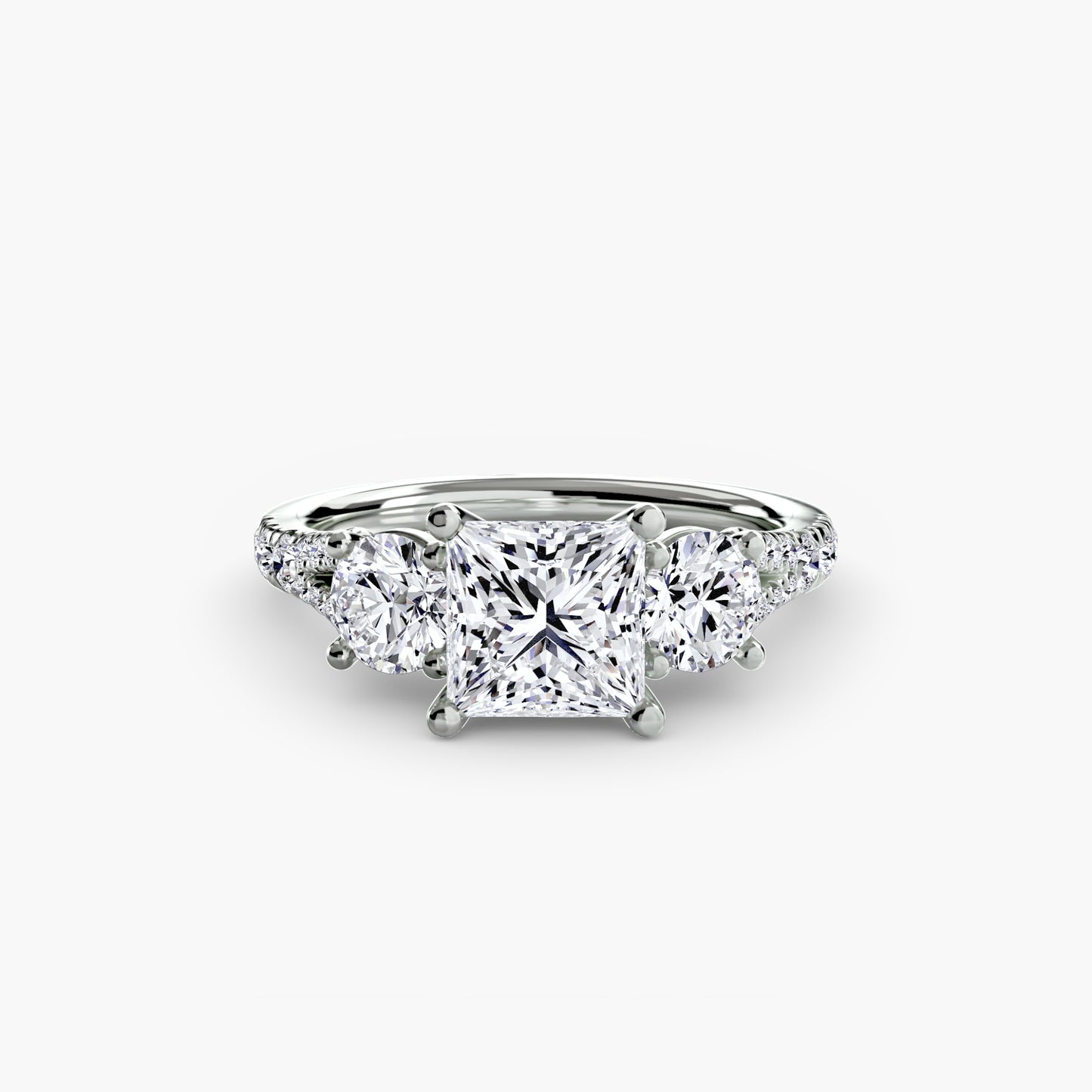 Three-Stone Ring with Pavé Band 3