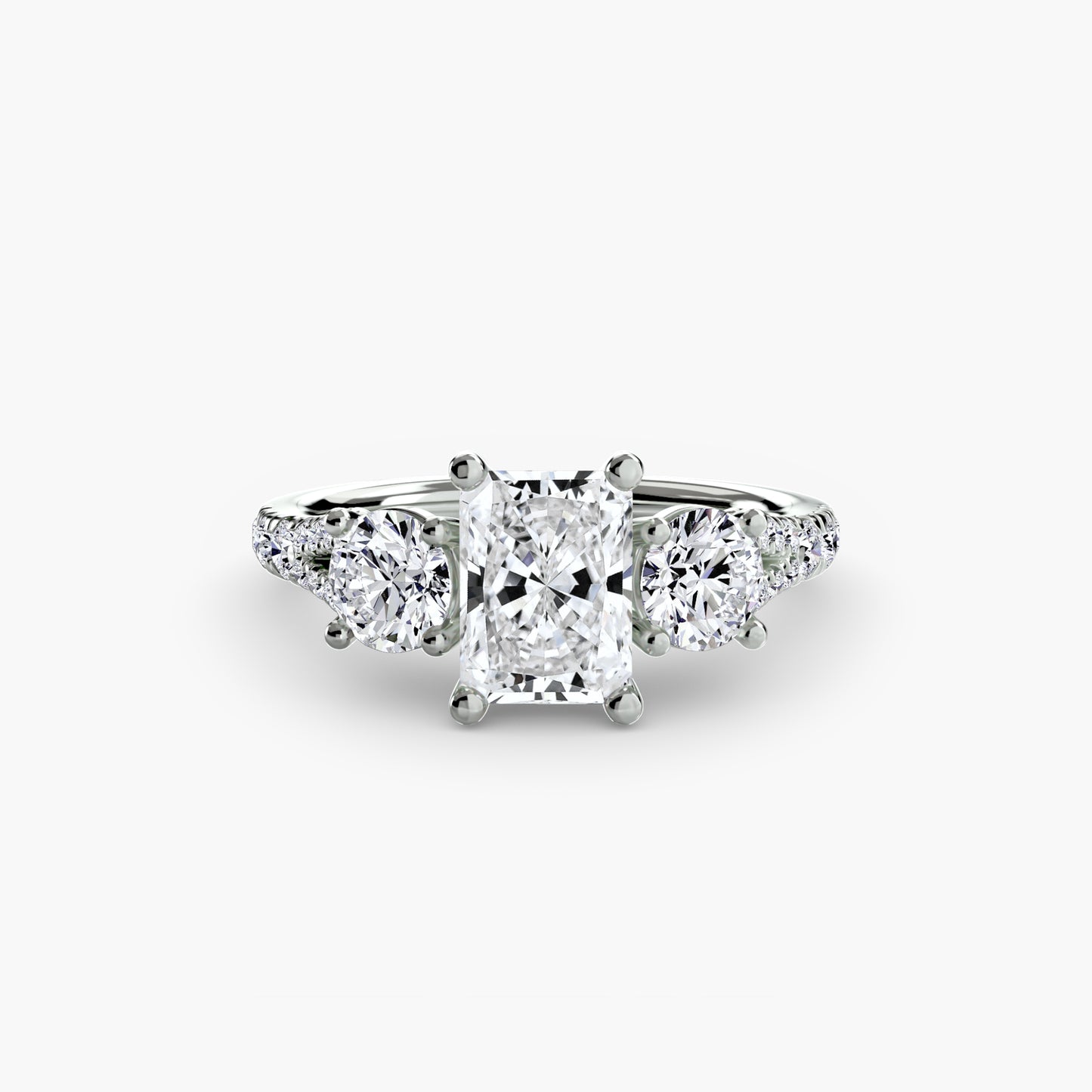 Three-Stone Ring with Pavé Band 3