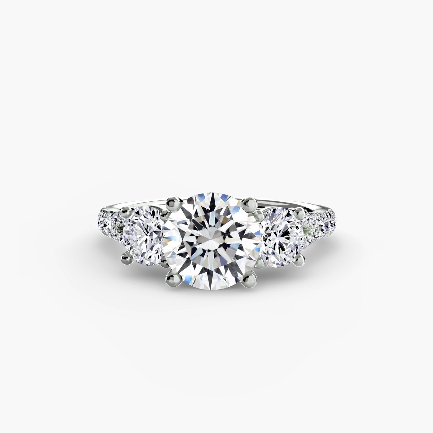 Three-Stone Ring with Pavé Band 3